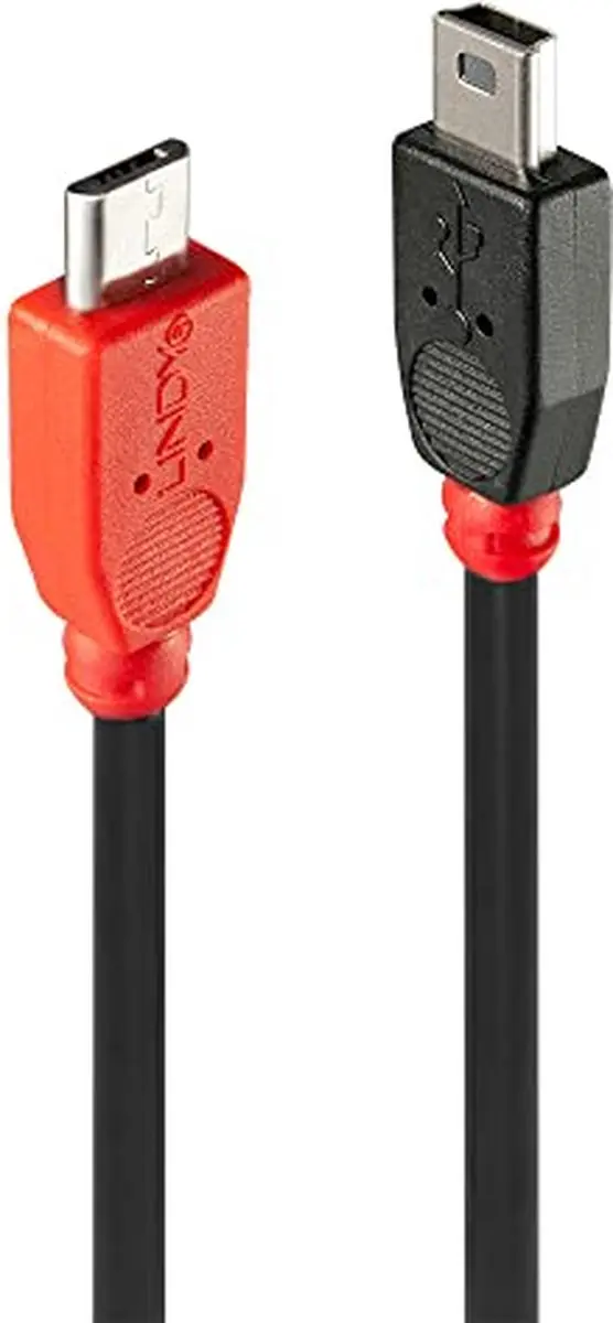 Lindy USB 2.0 USB-micro-B & mini-B Kabel 0.5m - Zwart - OTG - afbeelding 6 van 6