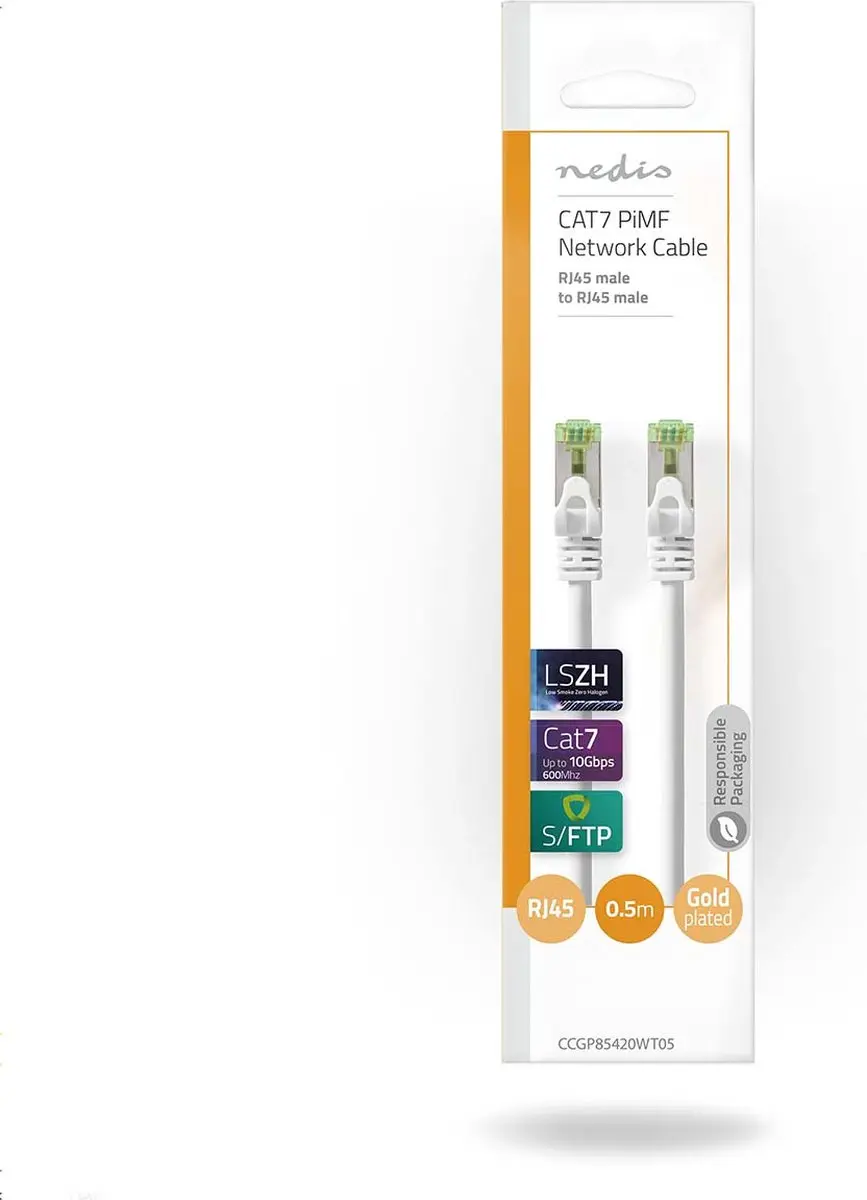 Nedis CAT7 Netwerkkabel CCGL85420WT05 - 0,5m - Wit