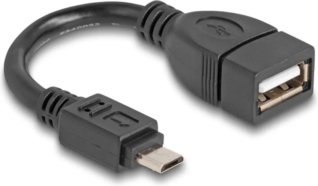 Delock USB 2.0 OTG Kabel Micro-B naar Type-A - 11cm - Zwart
