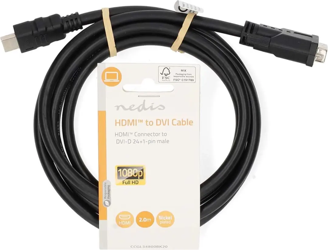 Nedis HDMI Kabel DVI-D 24+1-Pins 2m - Zwart