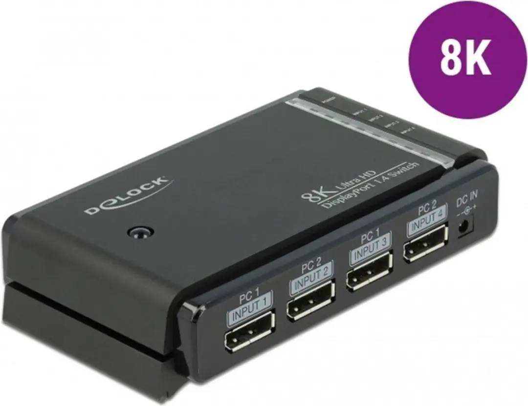 Delock DisplayPort 1.4 Switch 87750 - 2x2 naar 1x2 - 8K - Zwart