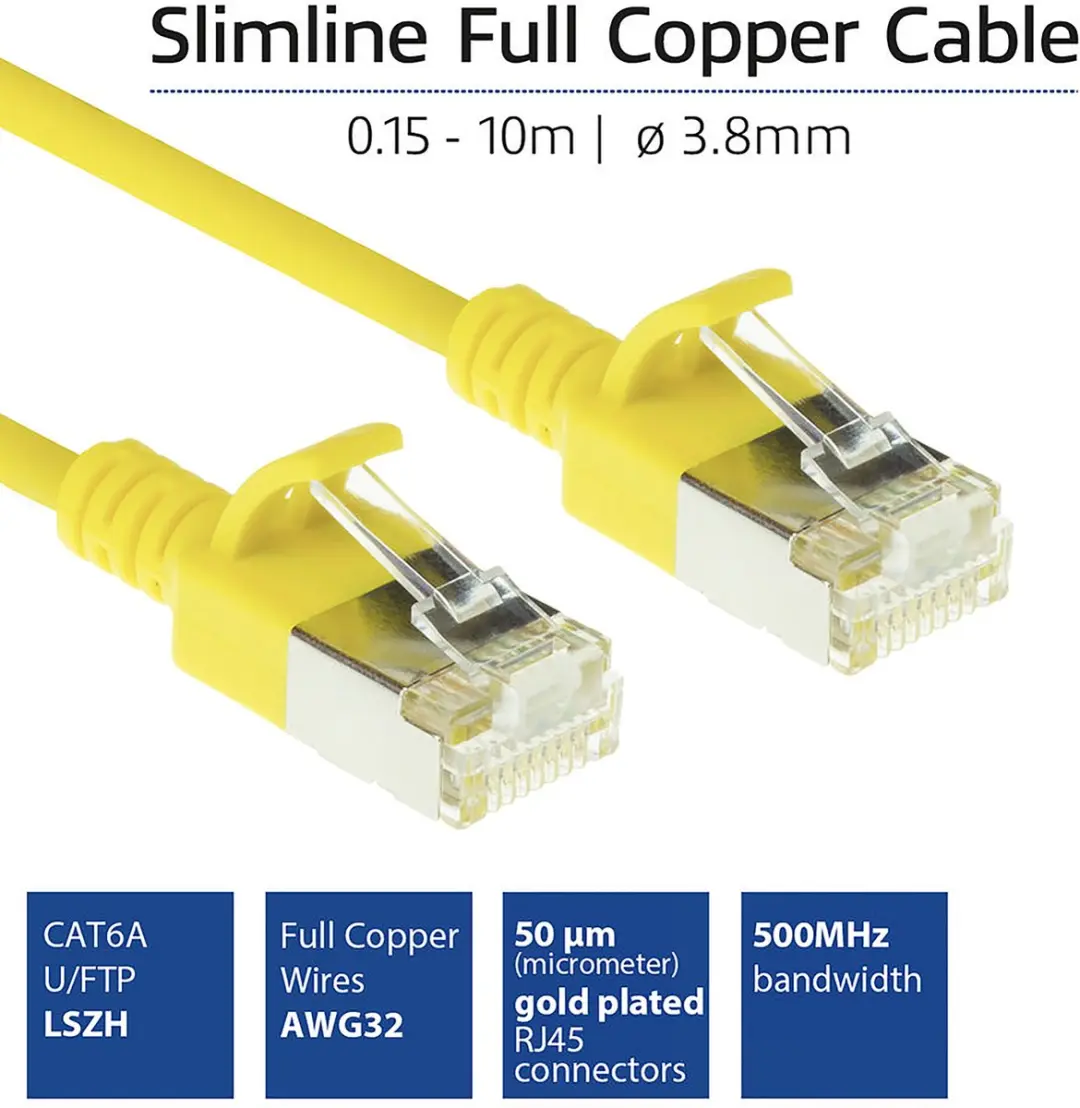 ACT DC7800 Gele LSZH U/FTP CAT6A Patchkabel - 0,5m - Snagless