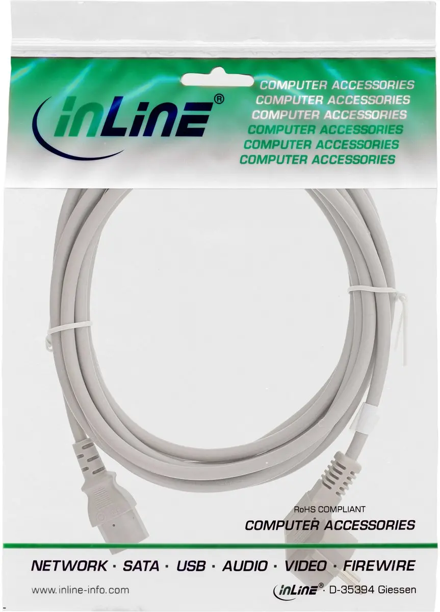 InLine C13 CEE 7/7 Stroomkabel 3x0,75mm² - 1,5m - Grijs