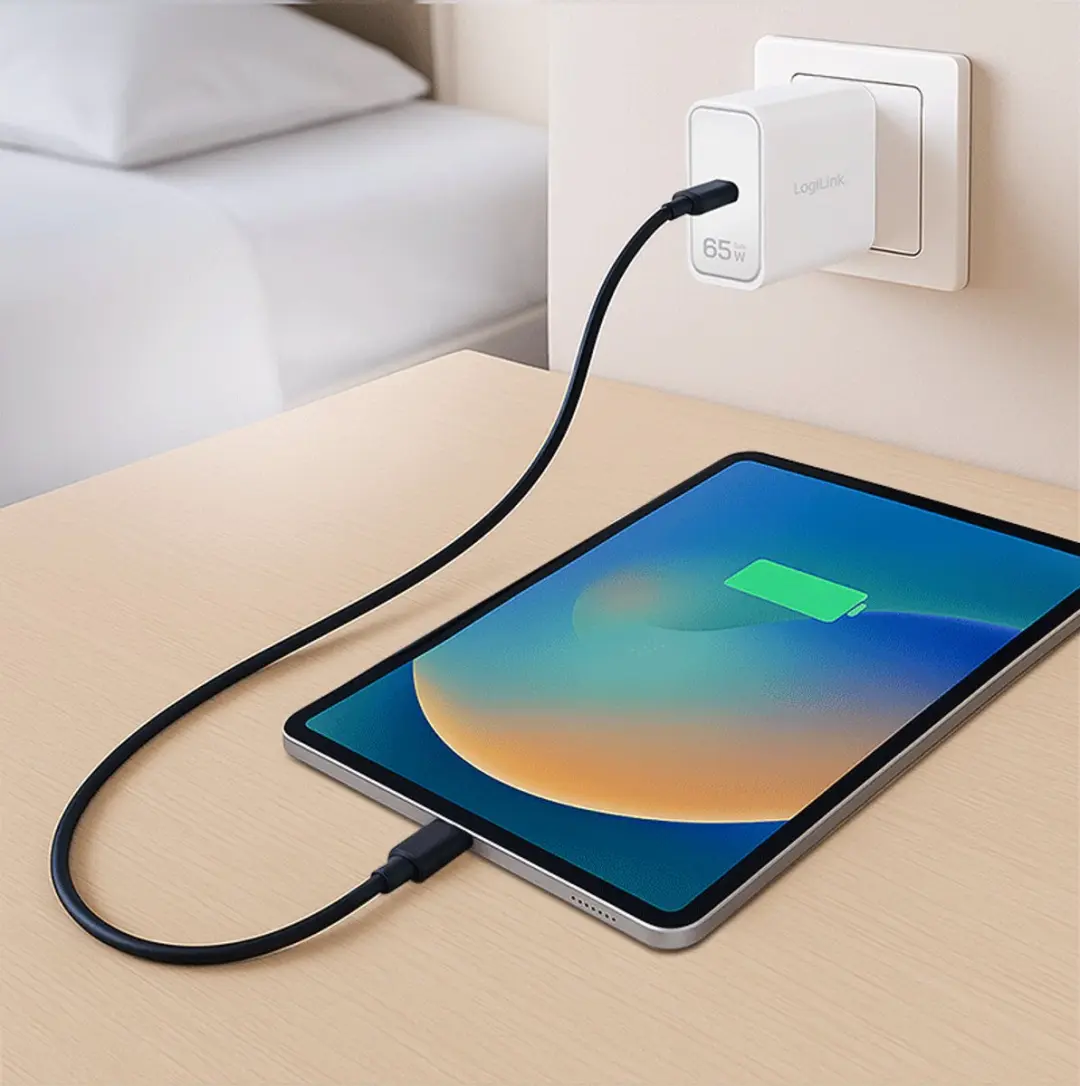 Logilink USB-C GaN-adapter 65W PD+QC 3.0 - Wit - afbeelding 6 van 6