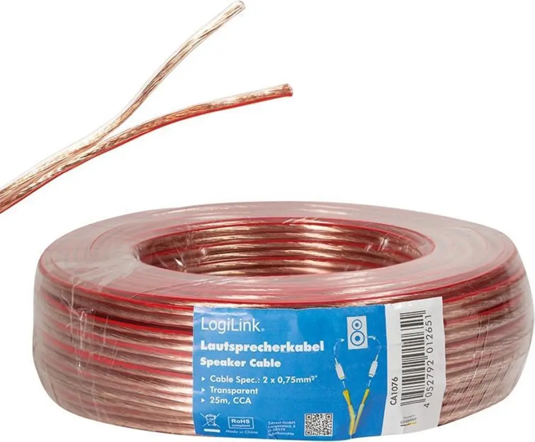 Logilink Speakerkabel CA1076 2x0,75mm² - 25m - Transparant