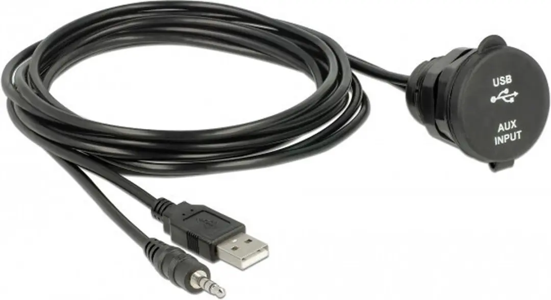 Delock USB Type A naar 3.5mm Jack Kabel 2m - Zwart