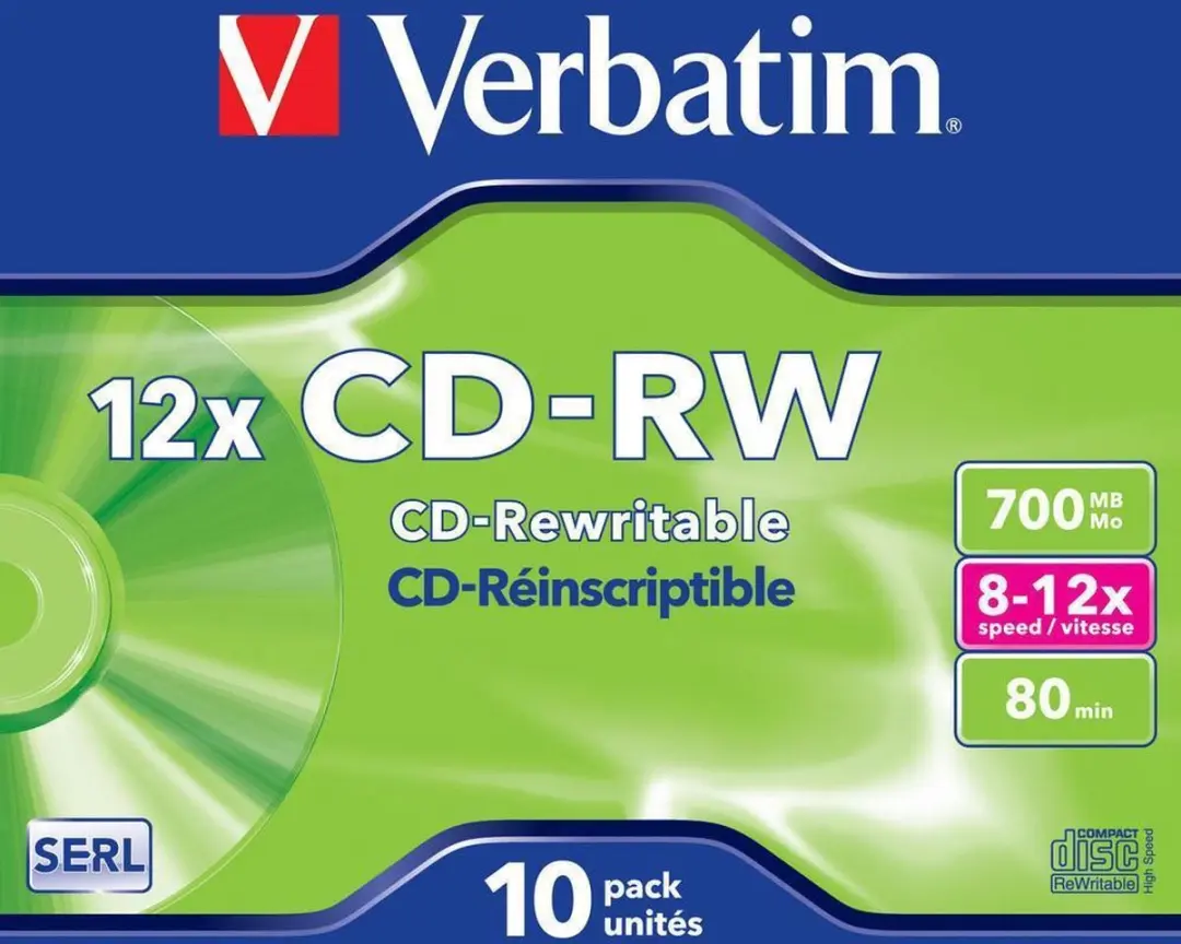 CDRW 80 min. 700 Mb 4-10x in jewelcase 10 stuks (Verbatim)
