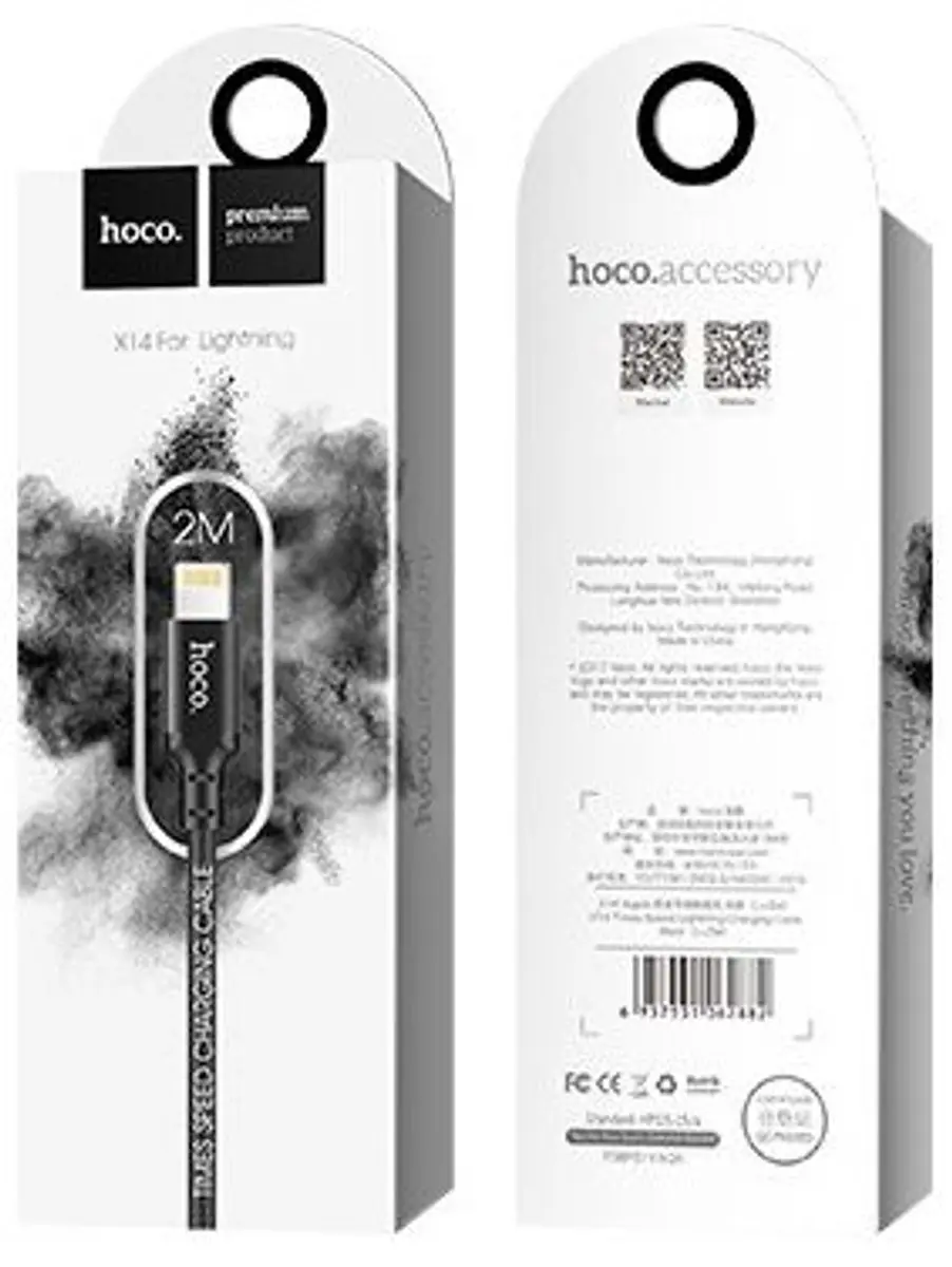 Hoco USB naar Lightning Kabel 2m - Zwart - afbeelding 6 van 6