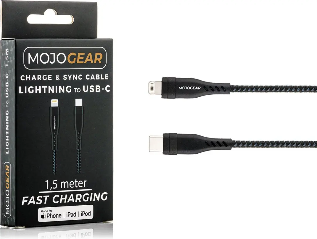 MOJOGEAR Lightning naar USB-C Kabel MG-15-DUO - 2x 1,5m - Zwart