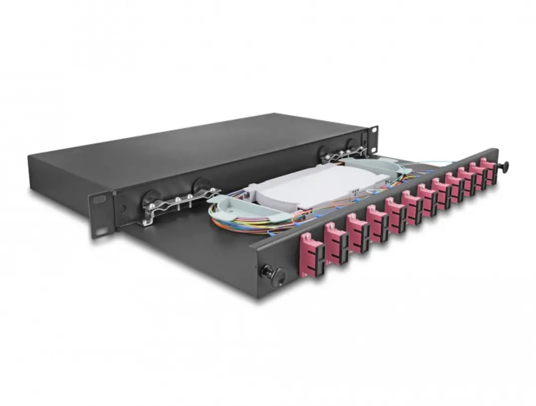 Delock 19" Optical Fiber Splice Box 12xSC Duplex OM4 - 1U - Zwart