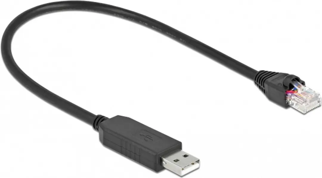Delock USB 2.0 naar RS-232 RJ45 Kabel 25cm - FTDI Chipset - Zwart