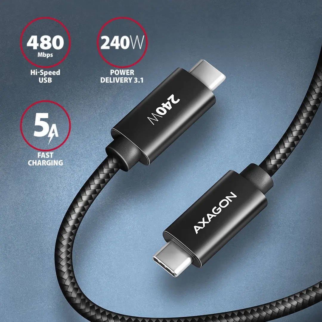 Axagon USB-C 2.0 Laadkabel 3m - Zwart