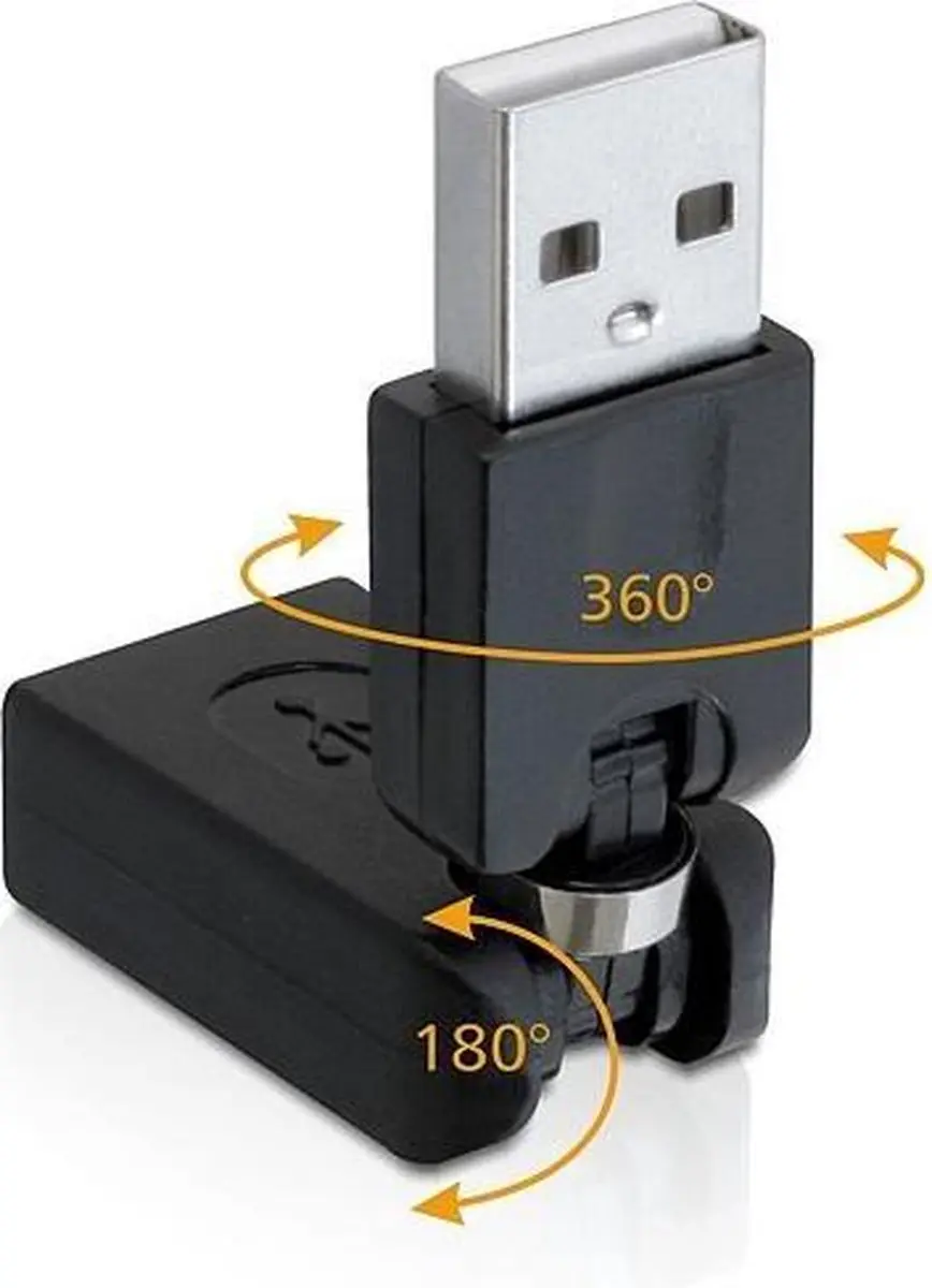 Delock USB2.0 Adapter 360° Draaibaar - Zwart