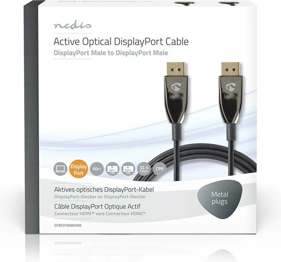 Nedis CCBG3700BK500 DisplayPort-kabel 1.4 - 50m - Zwart