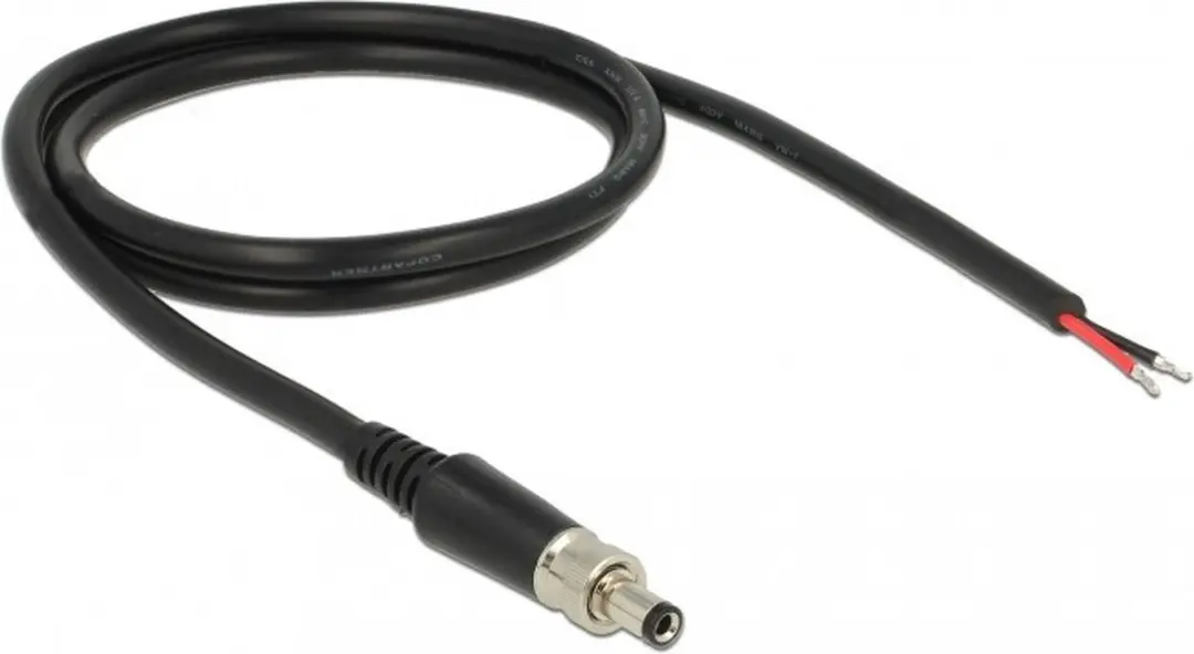 Delock DC Plug 5,5x2,5mm Kabel 2A - 1m - Zwart