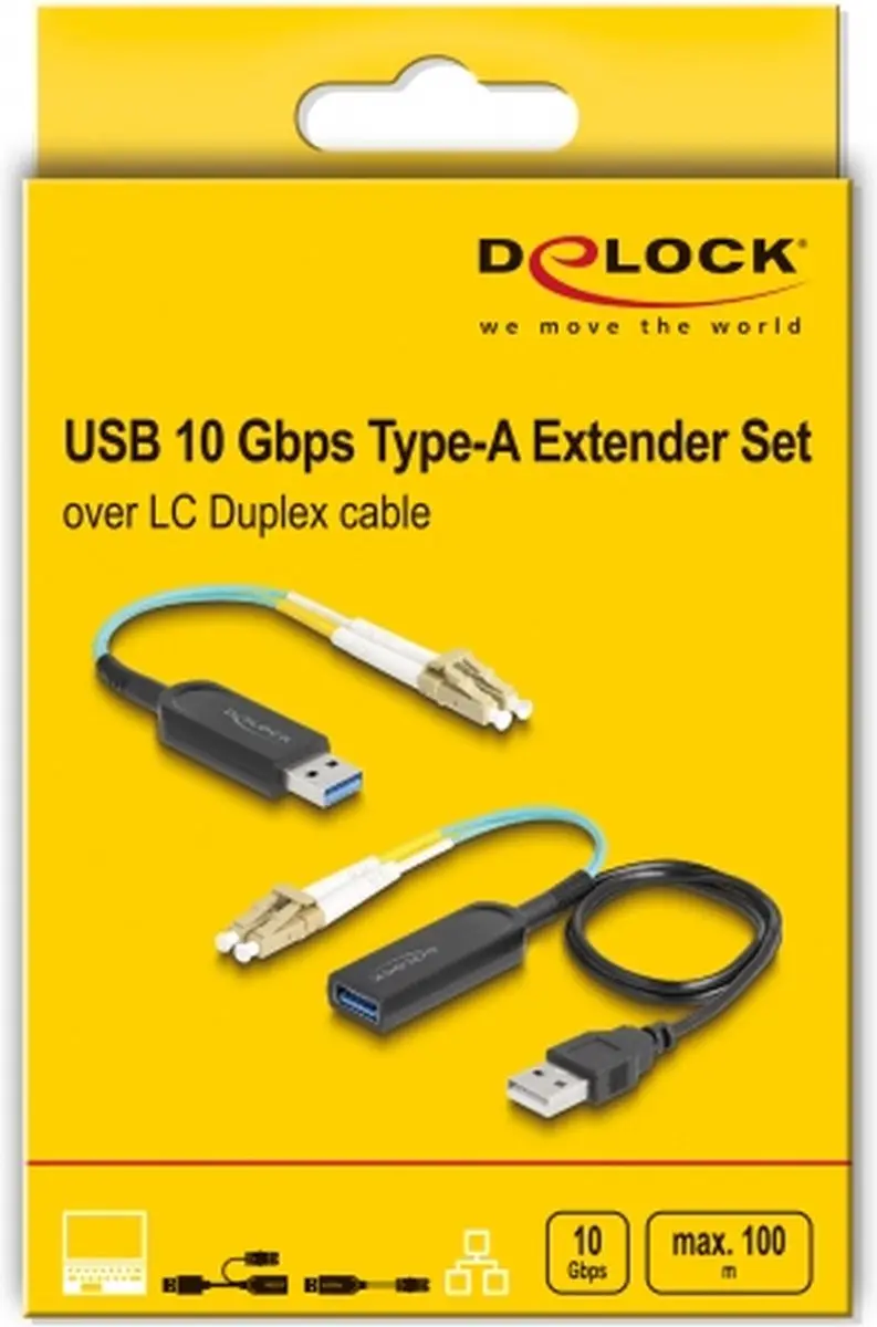 Delock USB 10Gbps Type-A Extender Set - LC Duplex - Zwart