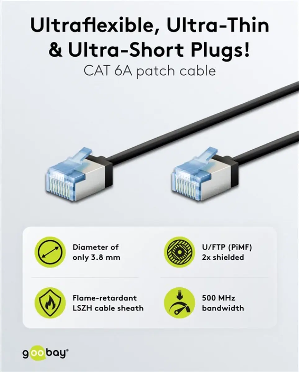 Goobay Ultraflexibele CAT 6A U/FTP Netwerkkabel 74315 - Zwart