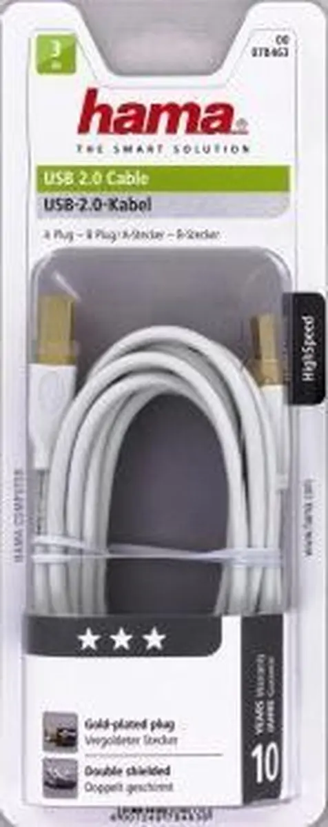 Hama Usb Cable Type A-B 3M White