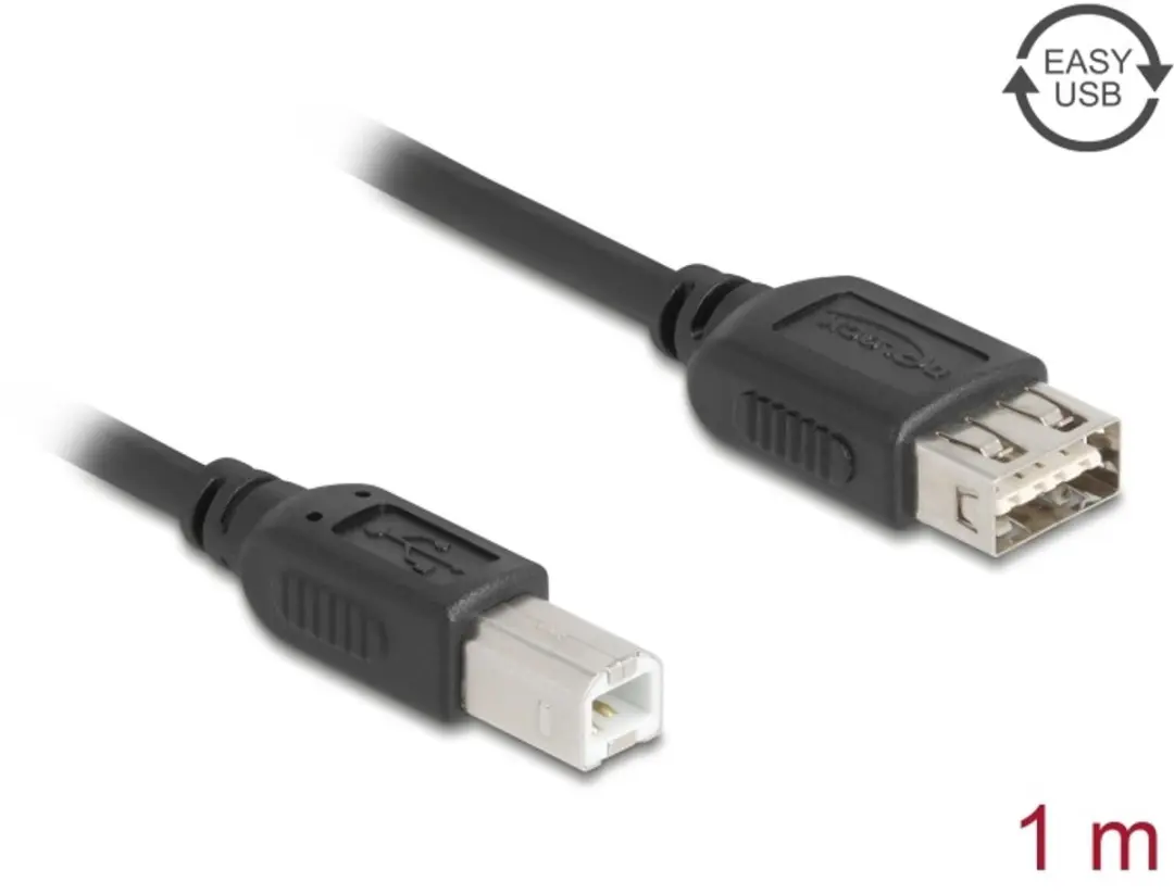 Delock USB 2.0 Kabel Type-B naar Type-A Vrouwelijk 1m - Zwart