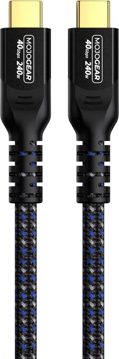 MOJOGEAR USB-C naar USB-C Kabel MG-46 240W - 40Gbps USB4 - 150cm - Zwart/Blauw