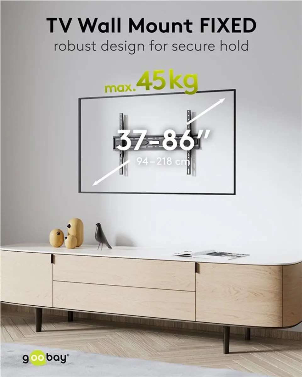 Goobay FIXED L TV Muurbeugel - VESA 75-400mm - Zwart