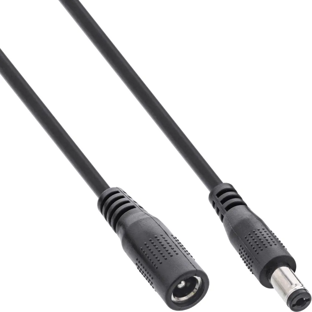 InLine DC Verlengkabel 5,5x2,1mm - 0,5m - 24W - Zwart