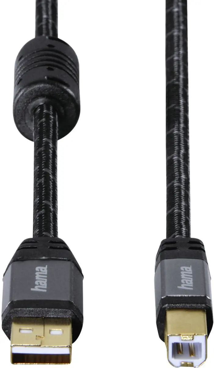 Hama 00125200 USB-kabel USB 2.0 - 1,8m - USB A naar B - Zwart
