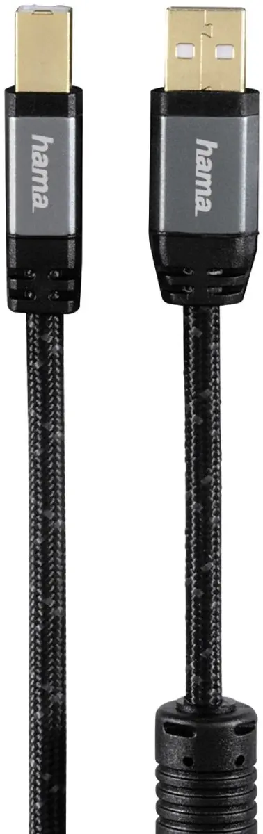 Hama 00125200 USB-kabel USB 2.0 - 1,8m - USB A naar B - Zwart