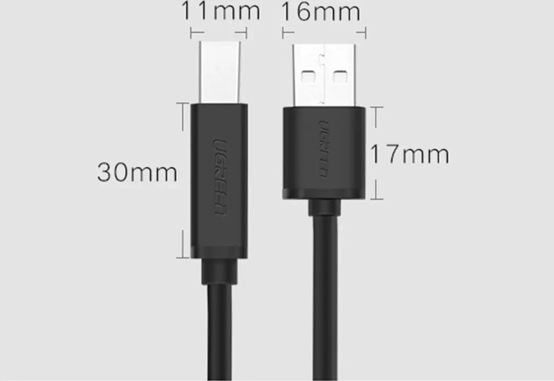 Ugreen US122 USB Printerkabel 10m - Zwart