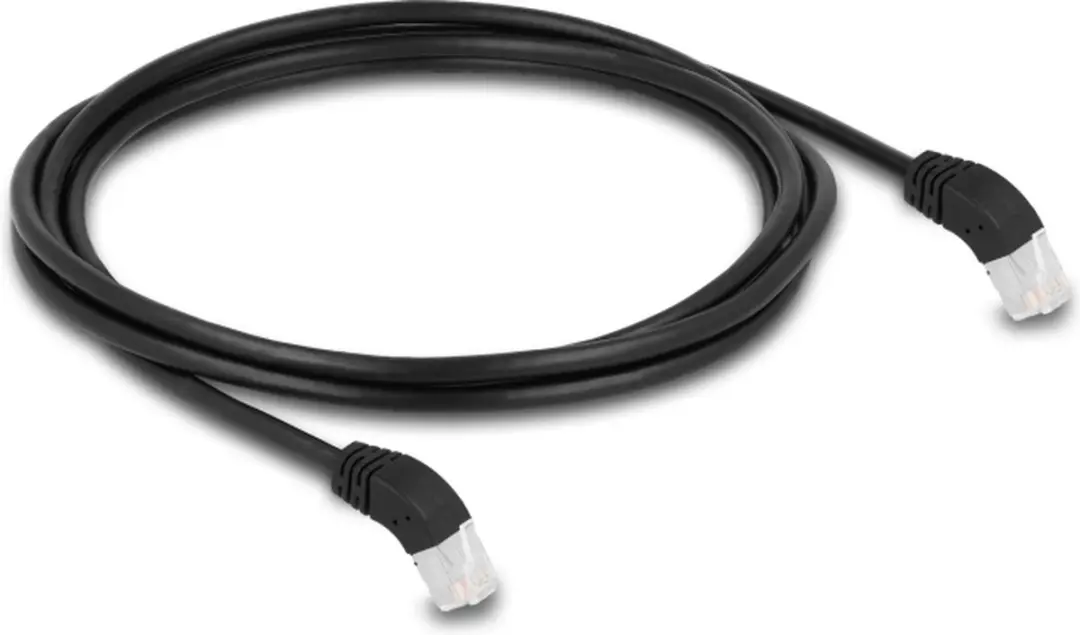 Delock RJ45 Cat.6A S/FTP Kabel 45° - 2m - Zwart
