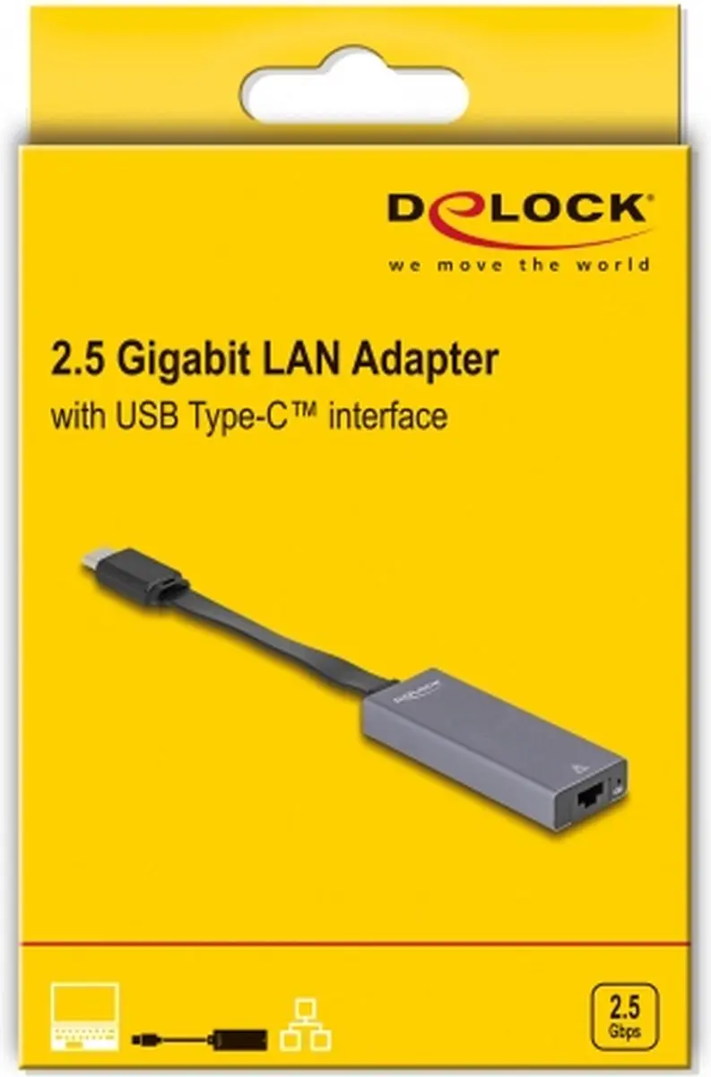 Delock USB-C naar 2.5Gbps LAN Adapter - Grijs