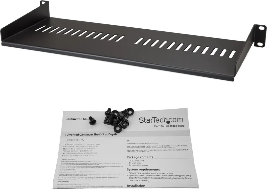 Startech Ventilerend 1U Schap 17,8cm - CABSHELF1U7V - Zwart