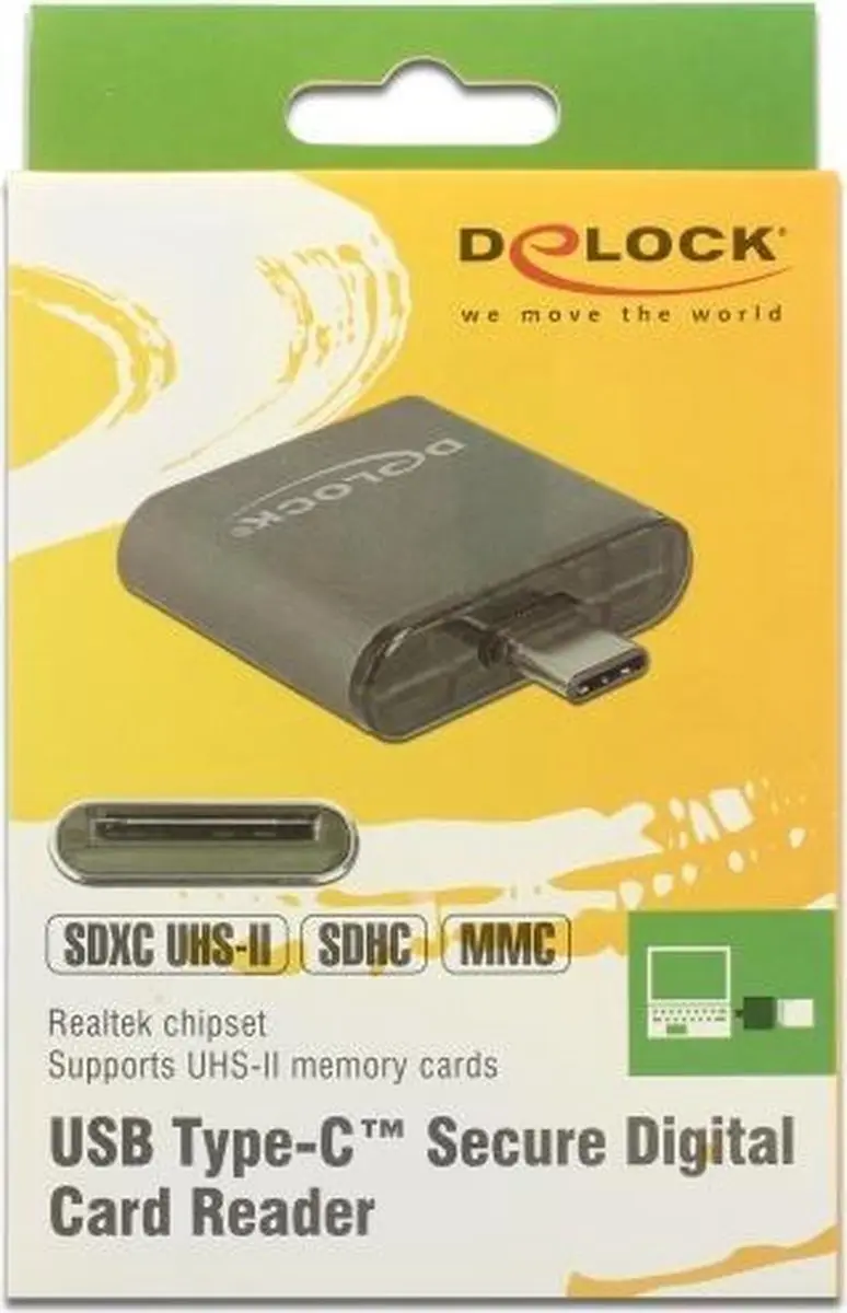 Delock 91498 USB-C Geheugenkaartlezer - 1 Sleuf - SD UHS-I/II