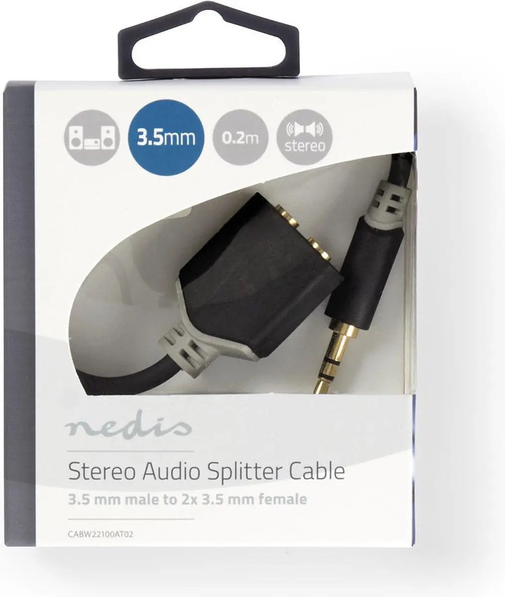 Nedis Stereo-Audiokabel 3,5mm M/F - 0,20m - Verguld - Antraciet
