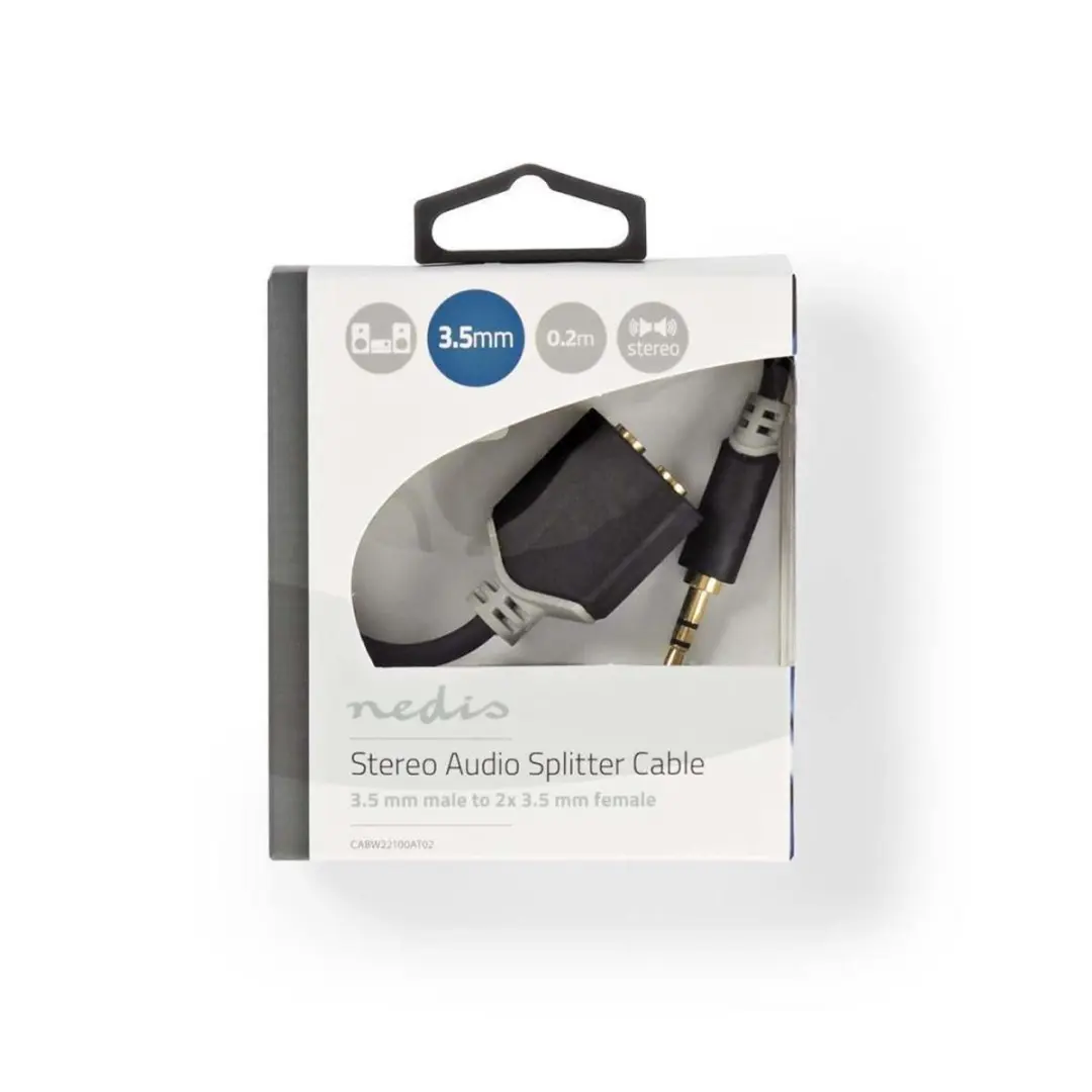 Nedis Stereo-Audiokabel 3,5mm M/F - 0,20m - Verguld - Antraciet