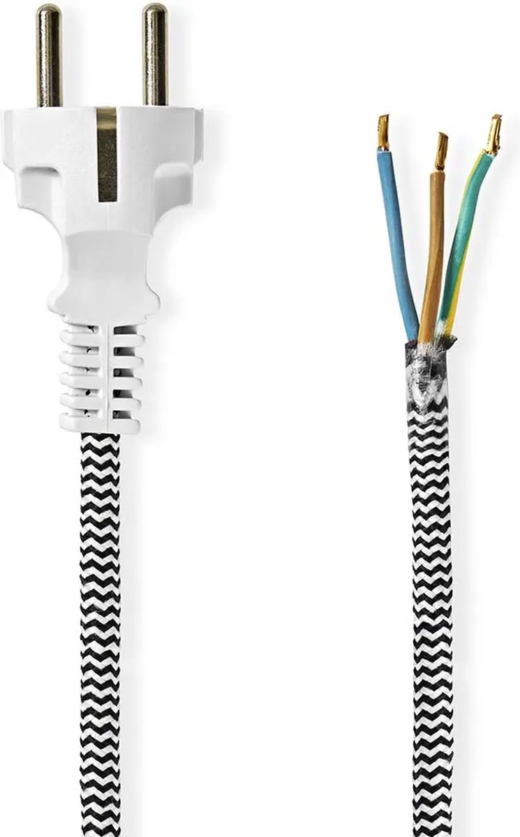 Nedis Stroomkabel Type F CEGL11930WT - 3m - Wit/Zwart