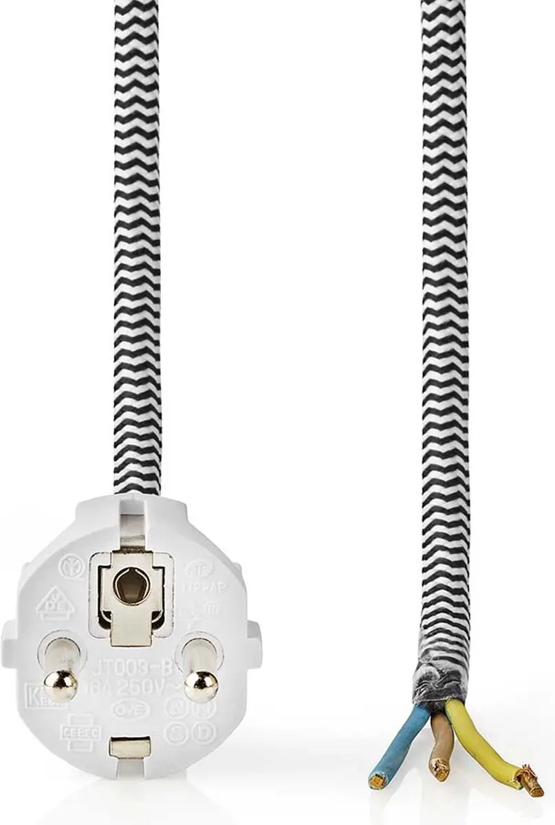 Nedis Stroomkabel Type F CEGL11930WT - 3m - Wit/Zwart