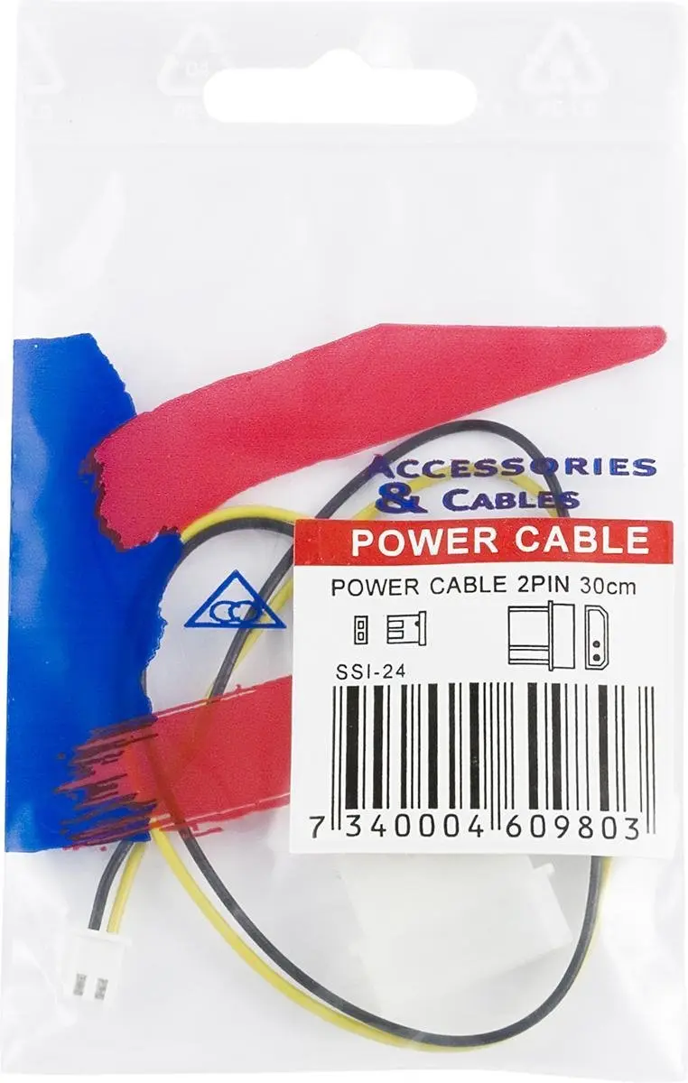 Deltaco SSI-24 Kabeladapter - 4-pin/2-pin - Zwart/Wit/Geel