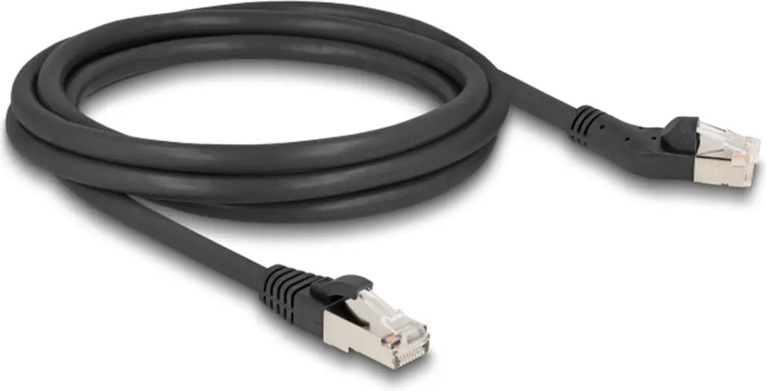 Delock RJ45 Cat.6A S/FTP Kabel 45° Links - 2m - Zwart