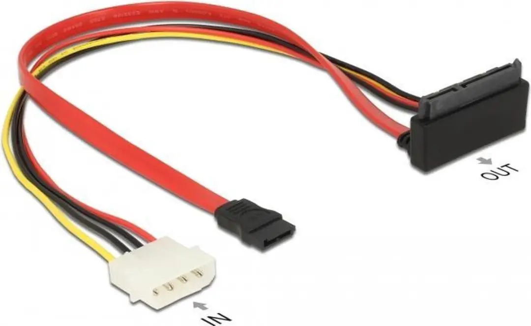 Delock SATA Haaks naar SATA & Molex Kabel 6 Gbit/s - Rood