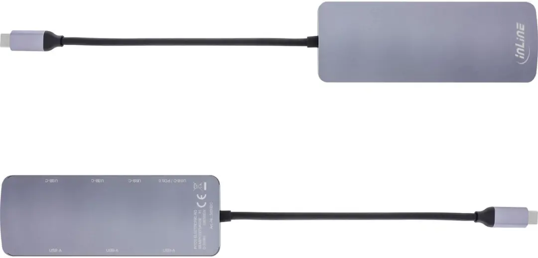 InLine USB-C Hub 3x USB-A + 4x USB-C - 10 Gbps - Grijs