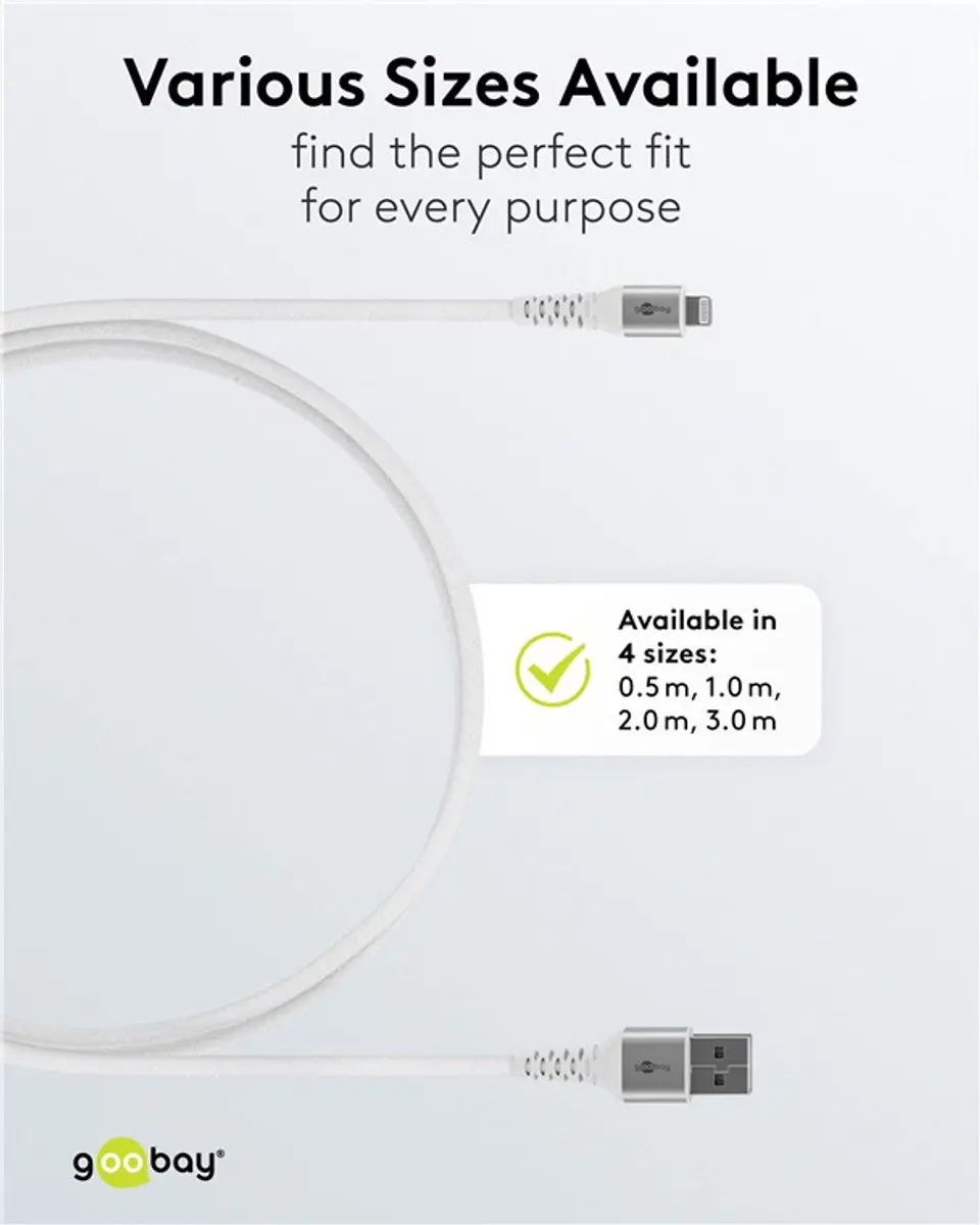 Goobay Lightning USB-A Kabel 60W 3m - Wit