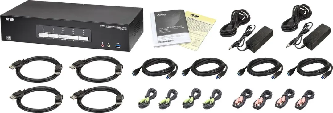 ATEN CS1924ATC KVM-switch 4-Poorten USB 3.0 DisplayPort - 4K - Zwart