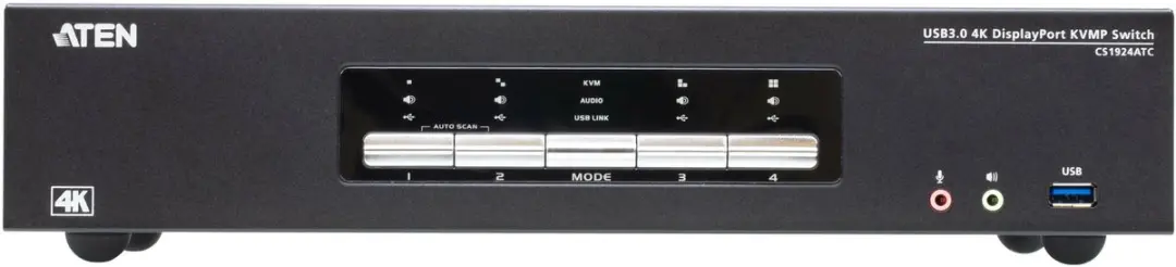 ATEN CS1924ATC KVM-switch 4-Poorten USB 3.0 DisplayPort - 4K - Zwart
