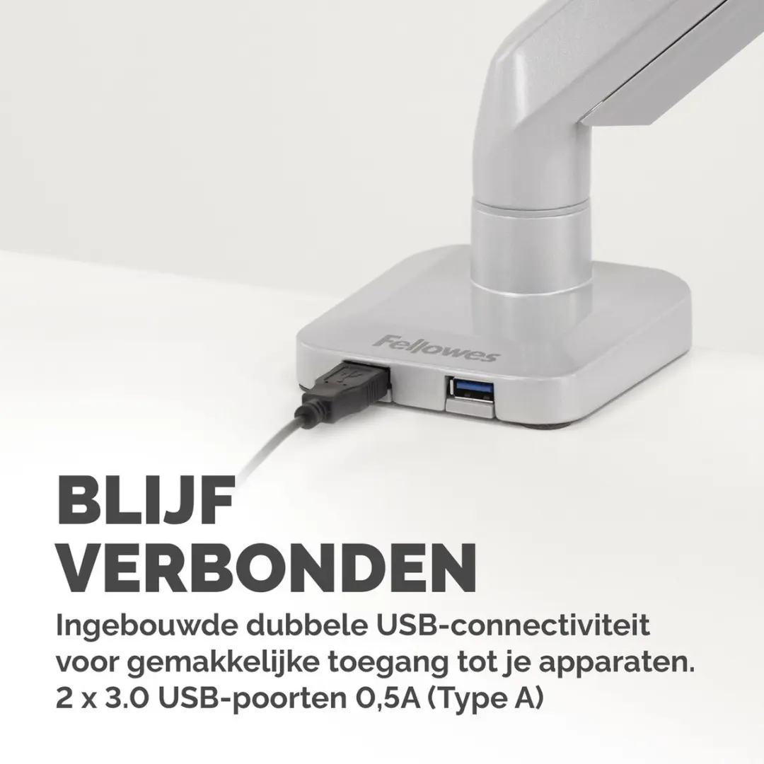 Fellowes Platinum Serie 8056401 Monitorarm - 1 Scherm tot 27 inch - 8 kg - Zilver