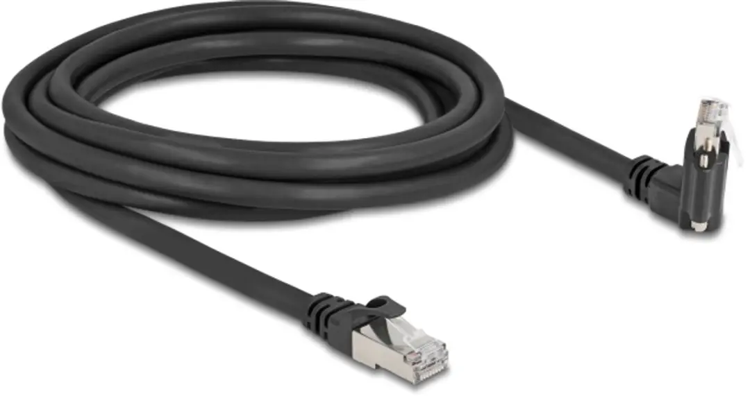 Delock GigE Camera Kabel RJ45 45°/90° - Cat.6 S/FTP 3m - Zwart