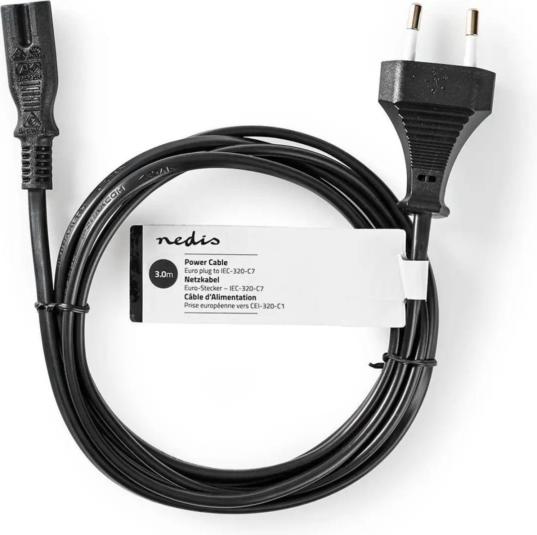 Nedis Stroomkabel IEC-320-C7 3m - 2x0,75mm² Zwart