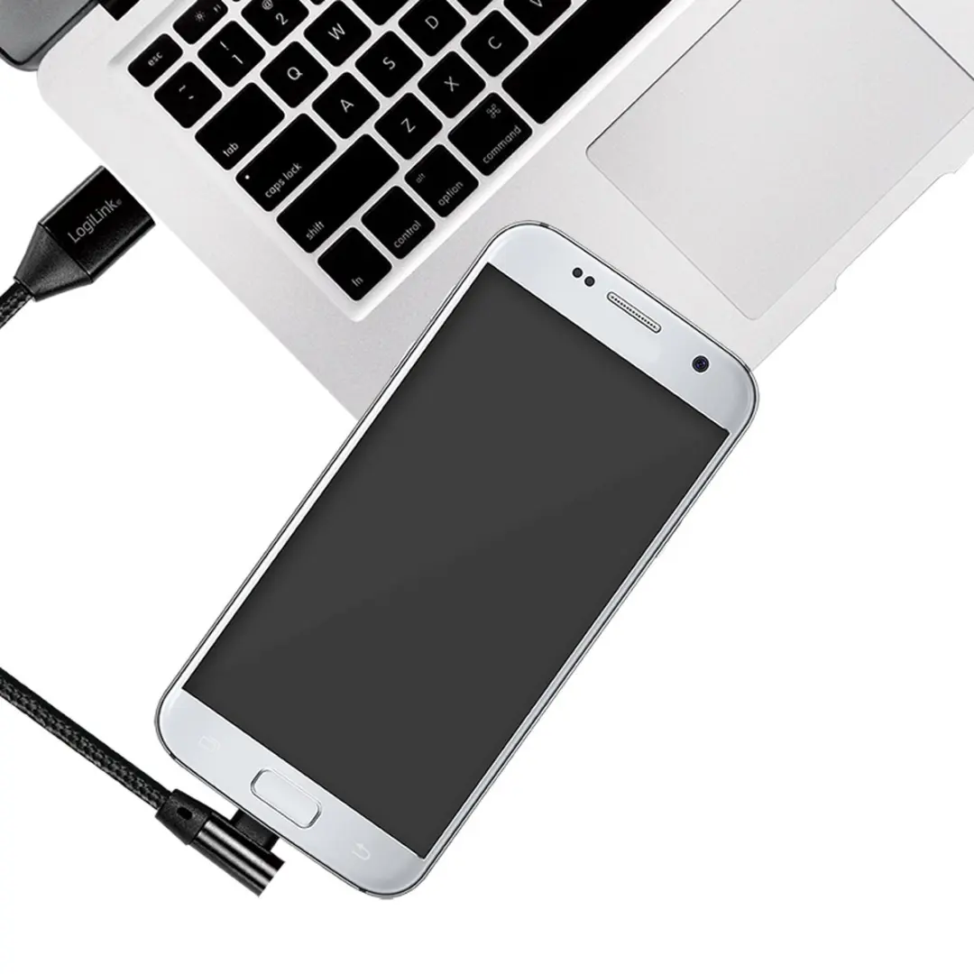 Logilink CU0142 USB A naar Micro USB B Hoekkabel 1m - Zwart