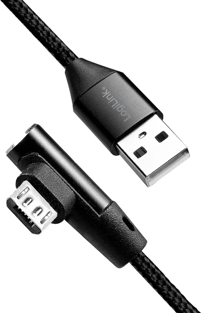 Logilink CU0142 USB A naar Micro USB B Hoekkabel 1m - Zwart