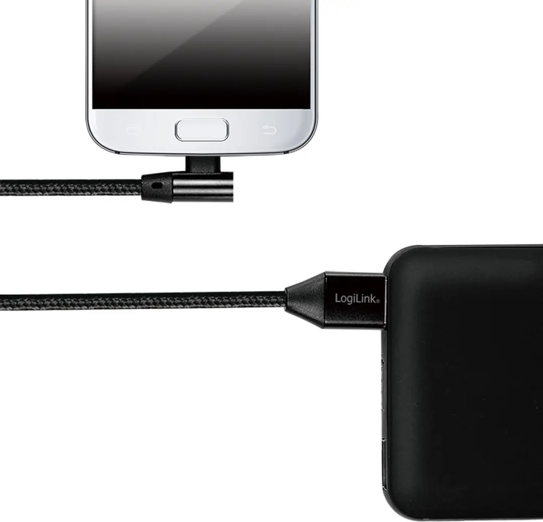 Logilink CU0142 USB A naar Micro USB B Hoekkabel 1m - Zwart
